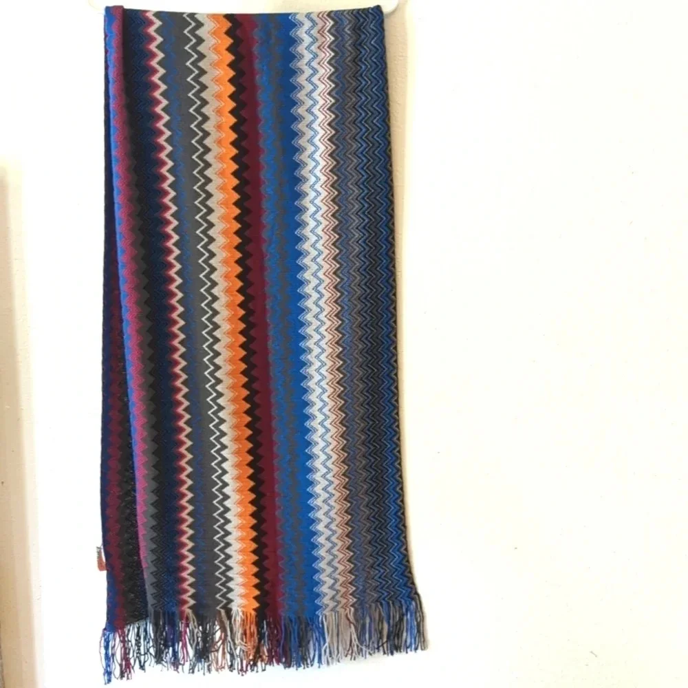 Missoni wool zig zag mountain print long wool fringe scarf - Picture 6 of 6